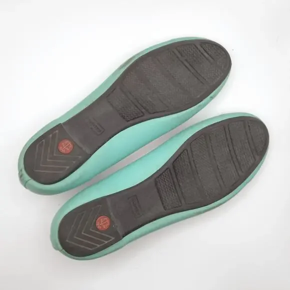 Hunter Womens Ballet Flats Size 9 Rubber Aqua Slip-On Shoes Round Toe Black Trim - Picture 3 of 7